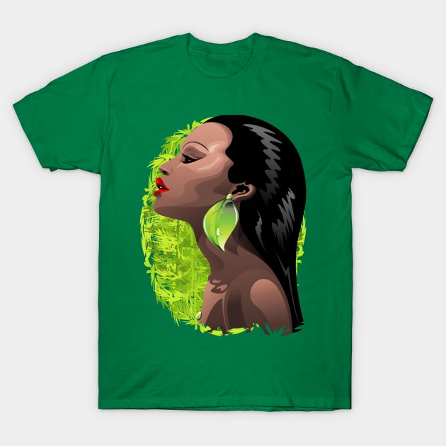 Woman African Beauty and Bamboo T-Shirt by BluedarkArt